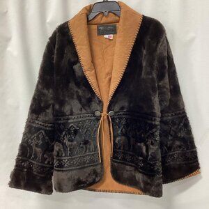 Western Southwestern Bear Ridge outfitters Faux fur wildlife design jacket M